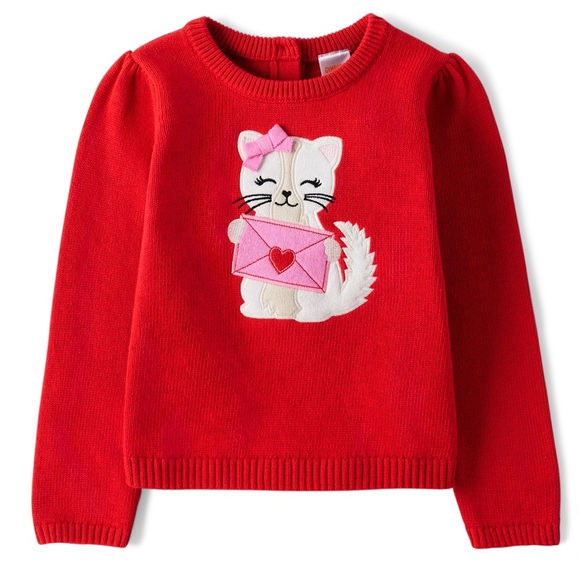 Gymboree Other - Gymboree Red Sweater with Cat and Envelope Design